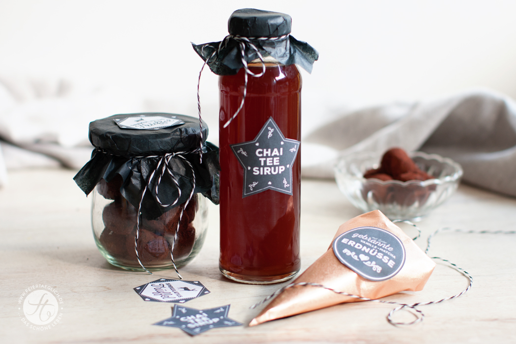 Geschenke aus der Küche: Gebrannte Vanille-Matcha Erdnüsse, Chai-Tee Sirup, Spekulatius Trüffel